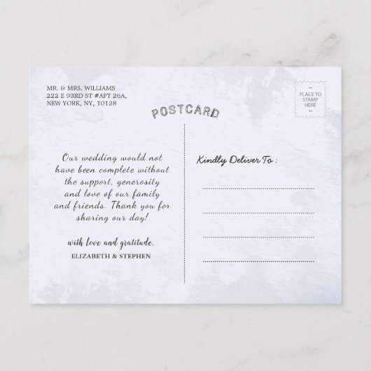 Waterverf Blue & Gold Mountains Weddenschap Hartel Briefkaart (Achterkant)