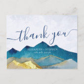 Waterverf Blue & Gold Mountains Weddenschap Hartel Briefkaart (Voorkant)