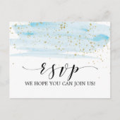 Waterverf Blue & Gold Song Request RSVP Briefkaart (Voorkant)