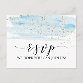 Waterverf Blue & Gold Song Request RSVP Briefkaart
