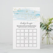 Waterverf Blue & Gold Sparkle Baby Bingo Game (Staand voorkant)