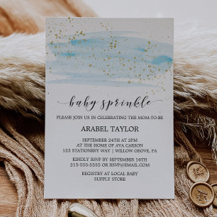 Waterverf Blue & Gold Sparkle Baby Sprinkle Kaart
