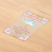 Waterverf Blue Gold Spring Paraplu 21e Verjaardag Acryl Uitnodigingen (Laagn)