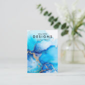 Waterverf Blue Gold Trendy Ketting Display Kaart Visitekaartje (Staand voorkant)