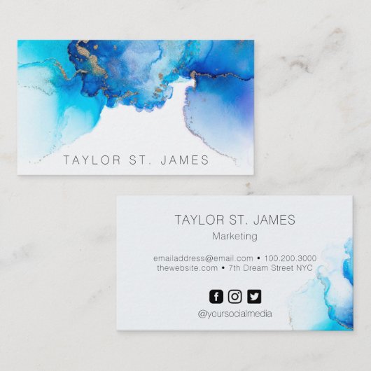 Waterverf Blue Gold Visitekaartje (Voorkant / Achterkant)