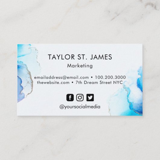 Waterverf Blue Gold Visitekaartje (Achterkant)