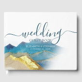 Waterverf Blue Golden Mountain Weddenschap Gastenboek (Voorkant)