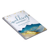 Waterverf Blue Golden Mountain Wedding Guestbook Notitieboek (Rechterzijde)