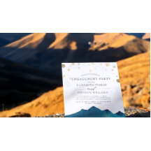 Waterverf Blue Golden Mountains Engagement Party