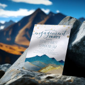 Waterverf Blue Golden Mountains Engagement Party Kaart