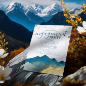 Waterverf Blue Golden Mountains Engagement Party Kaart
