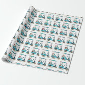 Waterverf Blue golfkar Cadeaupapier (Uitgerold)