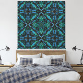 Waterverf Blue Green Azulejo Spaanse Tegel Canvas Afdruk (Insitu (Slaapkamer))