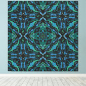 Waterverf Blue Green Azulejo Spaanse Tegel Canvas Afdruk (Insitu (Houten vloer))