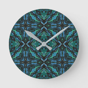 Waterverf Blue Green Azulejo Spaanse Tegel Ronde Klok
