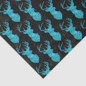 Waterverf Blue Green Deer op zwarte achtergrond Tissuepapier (Detail)