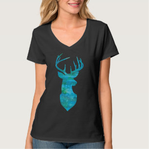 Waterverf Blue Green Deer T-shirt