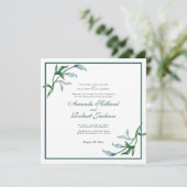 Waterverf Blue Green Floral Wedding Kaart (Staand voorkant)