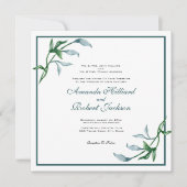 Waterverf Blue Green Floral Wedding Kaart (Voorkant)