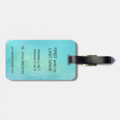 Waterverf Blue Green Monogram Letter Initiaal Bagagelabel (Achterkant horizontaal)