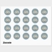 Waterverf Blue, Green, Taupe Floral Wedding Class Ronde Sticker (Vel)