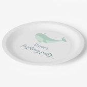 Waterverf Blue Green Whale Birthday Party Papieren Bordje (Gekanteld)