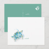 Waterverf Blue Green Zee Turtle Feestdagenkaart (Voorkant / Achterkant)