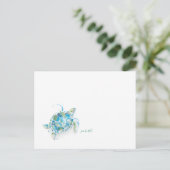 Waterverf Blue Green Zee Turtle Feestdagenkaart (Staand voorkant)