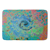 Waterverf Blue Groovy Abstract Retro vloeistof Badmat (Voorkant)