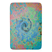 Waterverf Blue Groovy Abstract Retro vloeistof Badmat (Voorkant Verticaal)