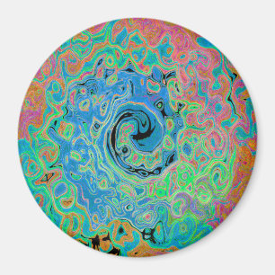 Waterverf Blue Groovy Abstract Retro vloeistof Magneet