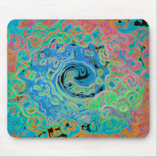 Waterverf Blue Groovy Abstract Retro vloeistof Muismat