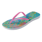 Waterverf Blue Groovy Abstract Retro vloeistof Teenslippers (Schuin)