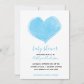 Waterverf Blue Heart Baby shower Kaart (Voorkant)