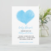 Waterverf Blue Heart Baby shower Kaart (Staand voorkant)
