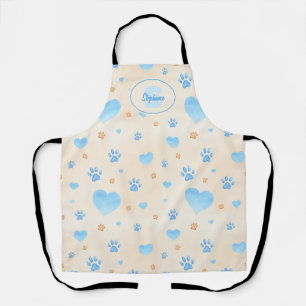 Waterverf Blue Hearts & Paw Prints Patroon Schort