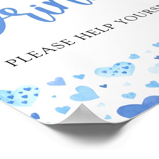 Waterverf Blue Hearts Valentijn Drinken teken Poster (Hoek)