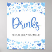 Waterverf Blue Hearts Valentijn Drinken teken Poster (Voorkant)