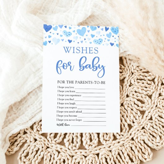 Waterverf Blue Hearts Valentijn Wensen voor Baby Kaart