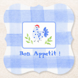 Waterverf Blue Hen Check Bon Appetit Placemat Kartonnen Onderzetters