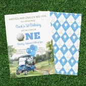 Waterverf Blue Hole in One Golf 1e verjaardag Kaart