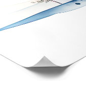 Waterverf Blue Holiday Christmas Tree Poster (Hoek)