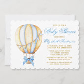 Waterverf Blue Hot Air ballonboot Baby shower Kaart (Voorkant)