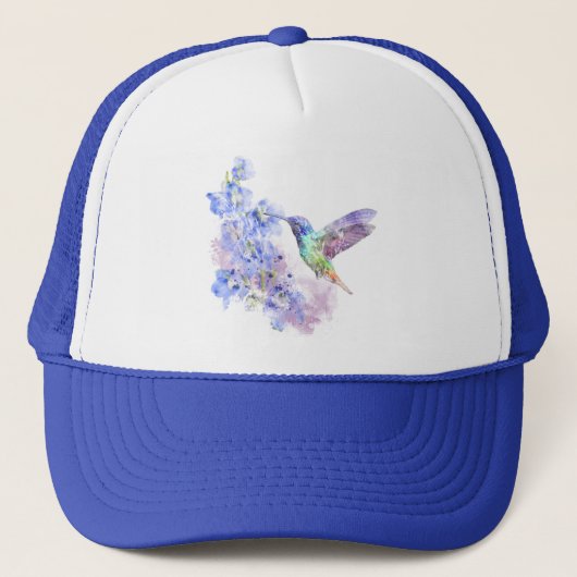 Waterverf Blue Hummingbird Garden Bird Natuur Trucker Pet (Voorkant)