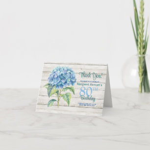 Waterverf Blue Hydrangea 80ste verjaardag Bedankkaart