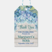 Waterverf Blue Hydrangea 80ste verjaardag Cadeaulabel (Voorkant)