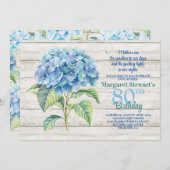 Waterverf Blue Hydrangea 80ste verjaardag Kaart (Voorkant / Achterkant)