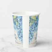 Waterverf Blue Hydrangea 80ste verjaardag Papieren Bekers (Links)