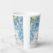 Waterverf Blue Hydrangea 80ste verjaardag Papieren Bekers (Rechts)