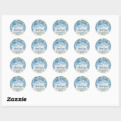 Waterverf Blue Hydrangea 80ste verjaardag Ronde Sticker (Vel)